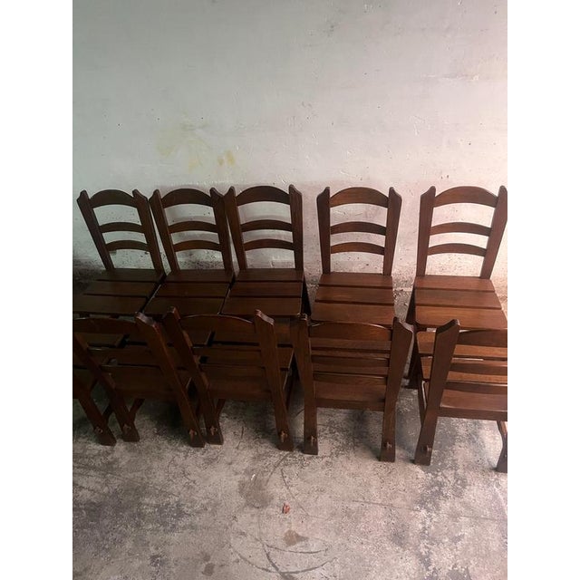 Brutalist Wooden Chairs, 1970s, Set of 10 For Sale - Image 10 of 14