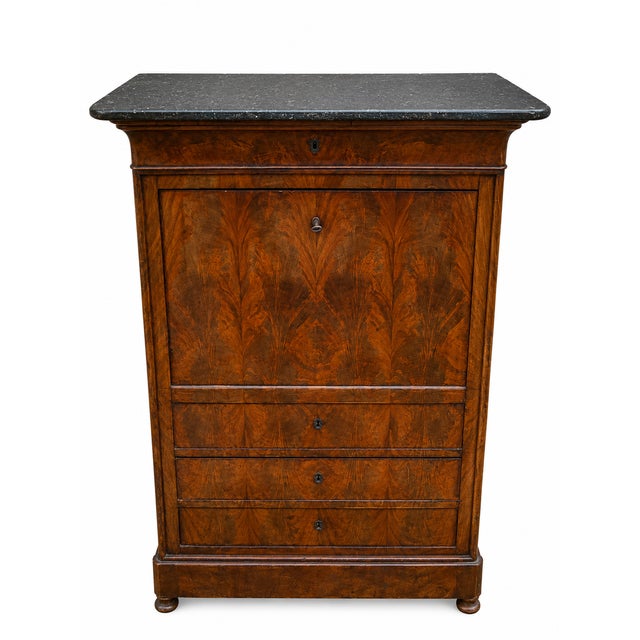 Antique Louis Philippe Secretaire in Flamed Mahogany, 1890s For Sale - Image 9 of 9