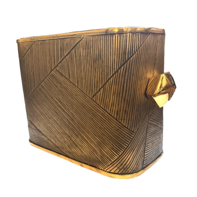 Arteriors Home Glamorous Art-Deco Style Brass Ice Bucket, by Jay Jeffers For Sale - Image 4 of 9