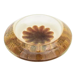 Vintage Murano Barovier E Toso Sommerso Flower Glass Bowl With Gold Aventurine