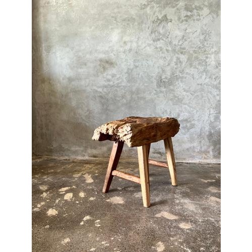 Small Organic Quadripod Bench in Blond Asian Teak For Sale - Image 14 of 18