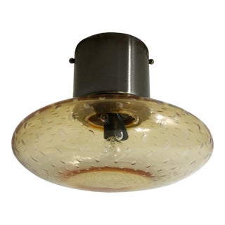 21st Century Satin Black Nickel and Amber Bubbles Uno Flush Mount by Fabio Ltd For Sale