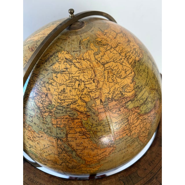 Late 19th Century Merzbach and Falk Physical and Political Library Globe in Mahagony Stand With Compass Base For Sale - Image 5 of 9