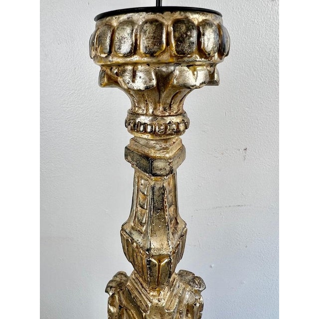 Distressed Italian Silver & Gold Gilt Candlesticks, 20th Century For Sale - Image 10 of 10