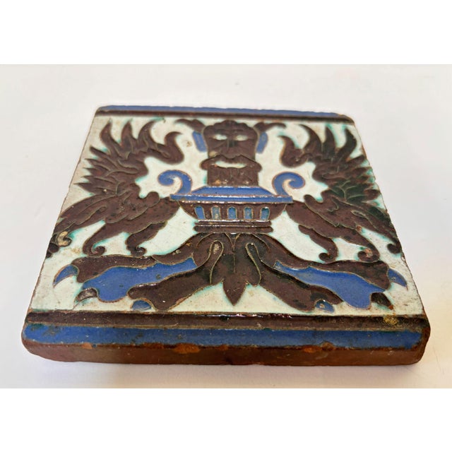 Antique Spanish Triana Tile, Seville – Mudejar Grotesque Motif, Mensaque Rodríguez Attributed A rare and highly decorative...