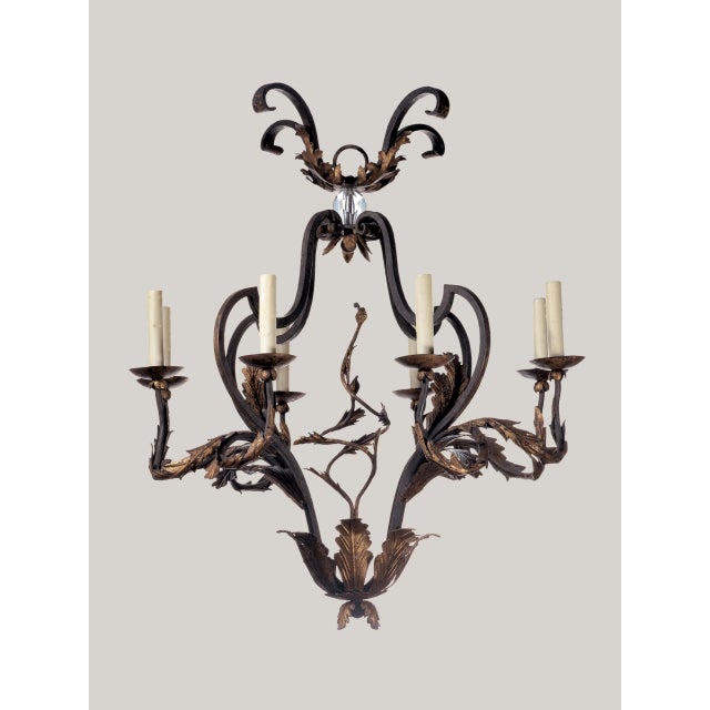 Black Dennis & Leen Biarritz Gilt Iron Chandelier For Sale - Image 8 of 8