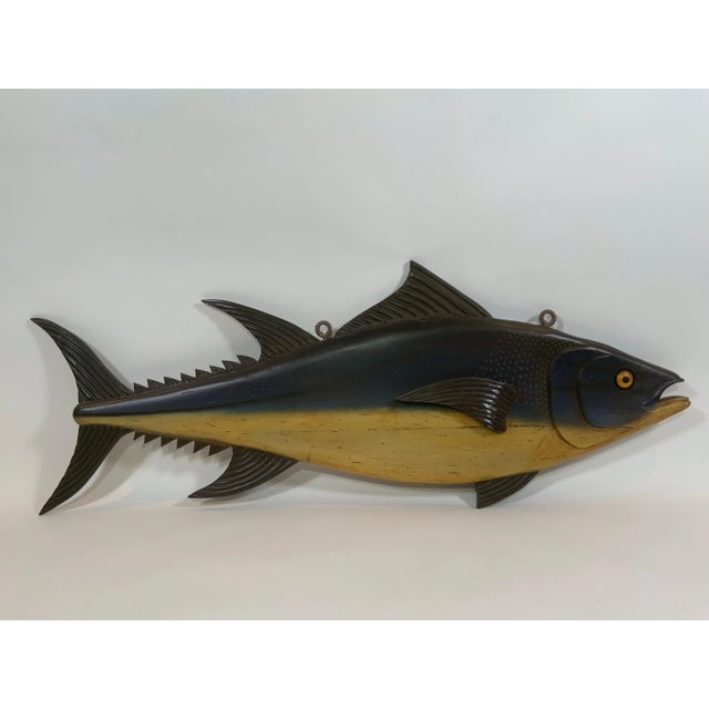 Brown Carved and Painted Tuna Fish Carving For Sale - Image 8 of 10