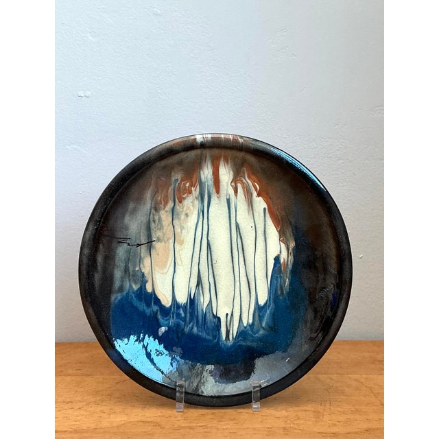 Vintage Drip Glazed Ceramic Plate For Sale - Image 4 of 12