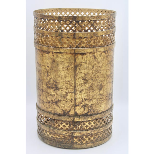 Mid Century Italian Golden Gilt Metal Wastebasket / Umbrella Stand / Planter Chairish
