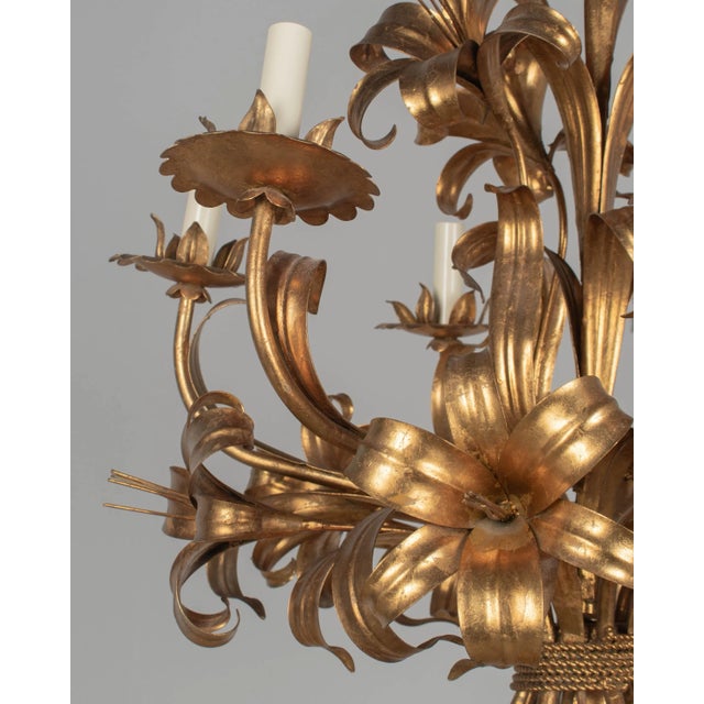 Italian Gilt Tôle Chandelier For Sale - Image 11 of 14