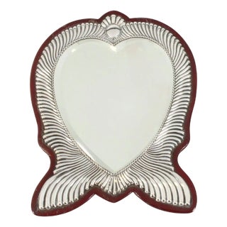 Victorian Sterling Silver Heart-Shaped Dressing Table Mirror, 19th Century For Sale