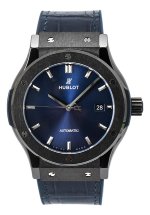 Hublot Classic Fusion 45mm 511.cm.7170.rx Titanium Blue Dial Black Ceramic Watch