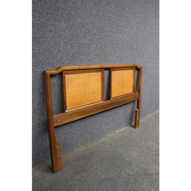 Mid-Century Walnut Queen Headboard With Cane Panels For Sale In Philadelphia - Image 6 of 8