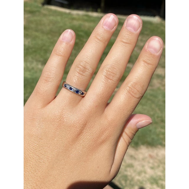 The Drexeline: Ladies Magic Glo Signed 14K Band set with White and Blue Diamonds For Sale - Image 9 of 10