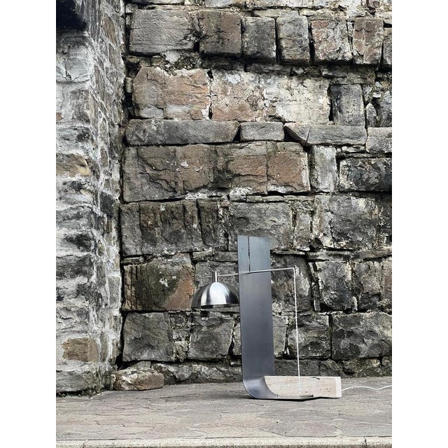 Equo 2.1 Floor Lamp in Iron with Travertine and Stainless Steel by D´ARK Atelier For Sale - Image 10 of 13