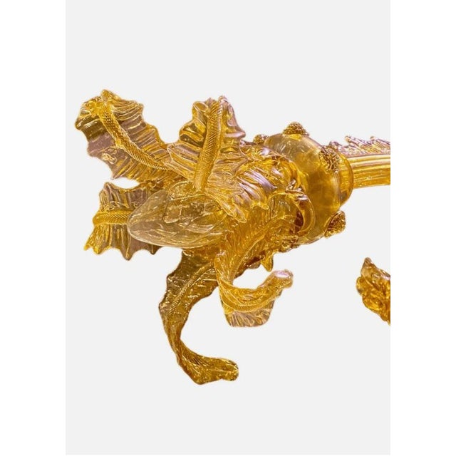 19th Century Vintage Italian Venetian Gold Murano Glass Floral Chandelier For Sale - Image 5 of 7