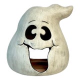 1990s Vintage Americana Boho Chic Halloween Ceramic Ghost Votive Candle Holder. For Sale