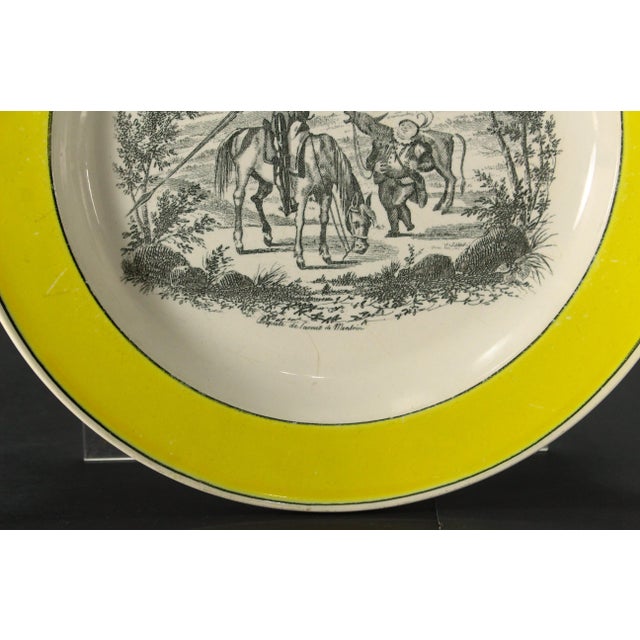 Mid. 19th C. Pair Creil Montreau Faience Creamware Plates - Don Quixote Scenes, France For Sale - Image 4 of 18