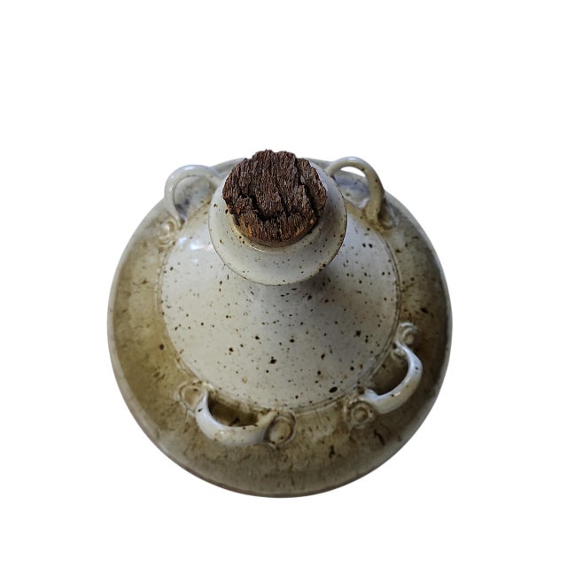 Farmhouse Vintage Studio Pottery Four Handled Large Two Tone Jug For Sale - Image 3 of 5