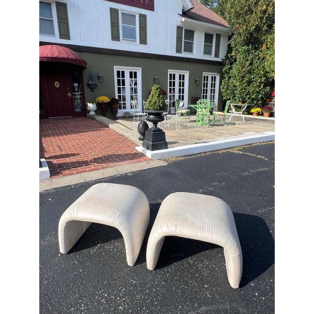 1980s Pair of Post Modern Waterfall Ottomans For Sale - Image 5 of 18