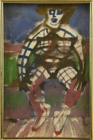 Mino Maccari, Woman, Original Mixed Media on Board, 1975