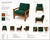 Vintage Solid Wood Lounge Chairs – Set of Four with Emerald Green Velvet Cushions & Original Casters A striking set of...