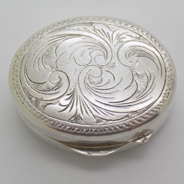 Vintage Italian Handmade Silver Chiseled Oval Box, 1970s For Sale - Image 11 of 11