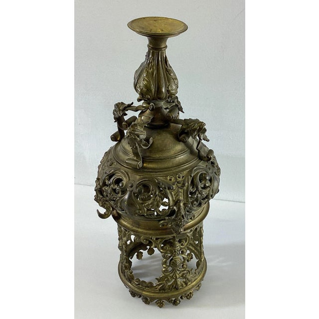 We are selling this interesting gilt brass or bronze fixture. This fixture may have been originally for gas or electric...