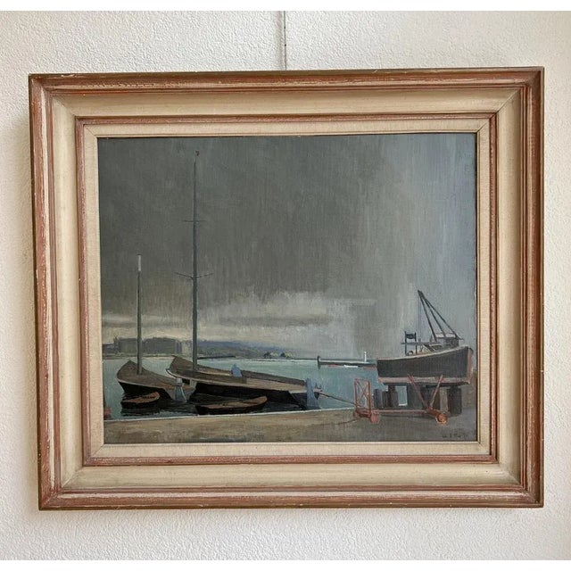 Eugène Louis Martin, Quai Gustav, Ador, la Neptune à Genève, 1946, Oil on Canvas, Framed For Sale - Image 11 of 11