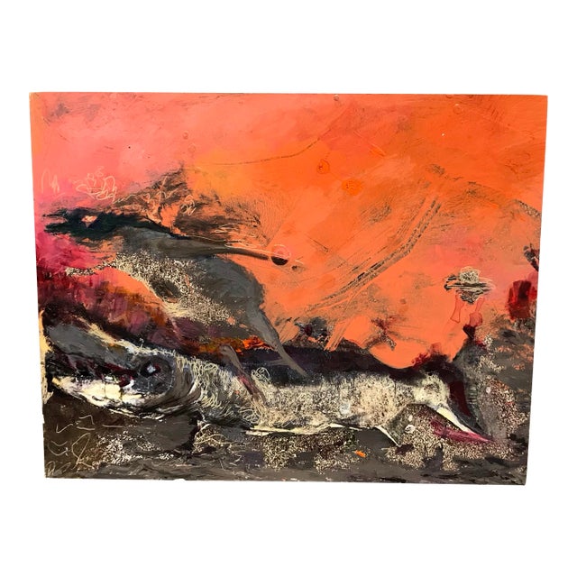 Mixed Media Painting on Board by Michelle Stone For Sale