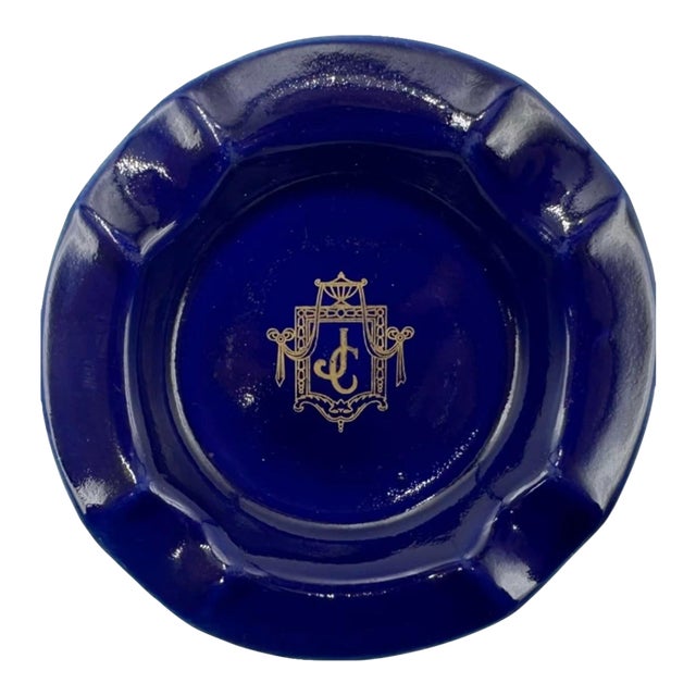 Vintage Iconic Jonathan Club Ashtray Los Angeles Cobalt Blue For Sale