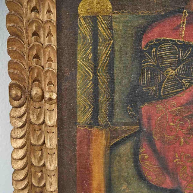 Cuzco School Artist, Virgin Child Spinning, Oil on Canvas, Framed For Sale - Image 4 of 6