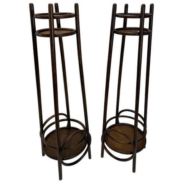Wood No. 908 Plant Stands attributed to Thonet, 1920s, Set of 2 For Sale - Image 7 of 7