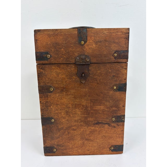 Late 20th Century Handcrafted Indian Wood Storage Box With Iron Hardware For Sale - Image 5 of 10