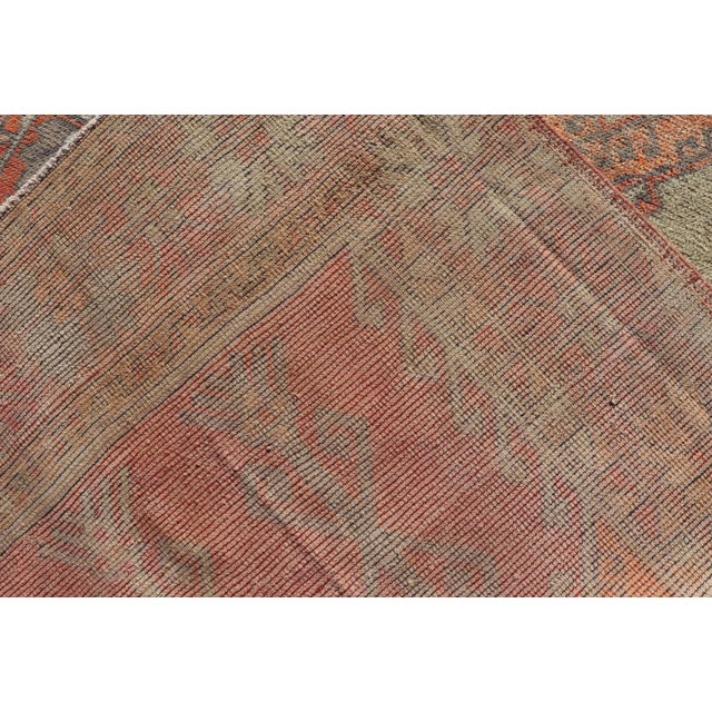 Vintage Turkish Oushak Rug With Soft Coral, Sage Green, and Muted Orange Tones 5'4 X 11'10 For Sale - Image 12 of 12