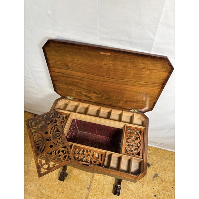 Brown Victorian Burr Walnut Sewing Worktable, 19th Century For Sale - Image 8 of 16