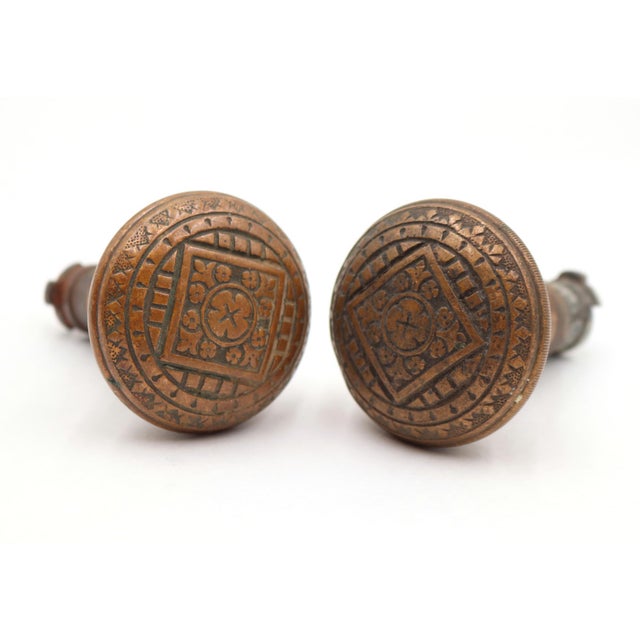 These antique Vernacular style passage bronze door knobs were made by Niles/Chicago in the 1888 catalog. These knobs were...