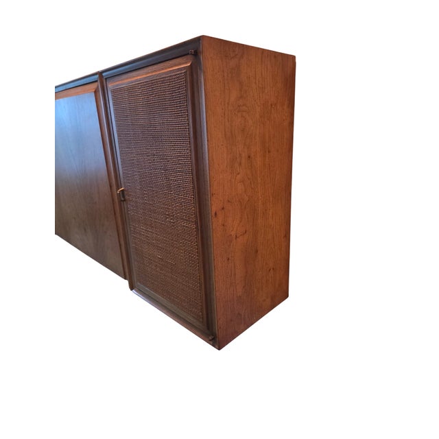 Brown Vintage Mid Century Modern Danish Floating Bar Cabinet Drop Front Desk Wall Unit For Sale - Image 8 of 18