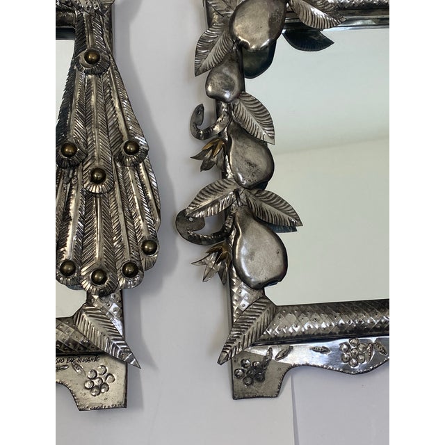 Metal Mid 20th C. Sergio Bustamante Aluminum & Brass Peacock Mirrors a Pair For Sale - Image 7 of 12