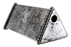 Plain Triangular Silver Toothpick Holder with Pearly Edges