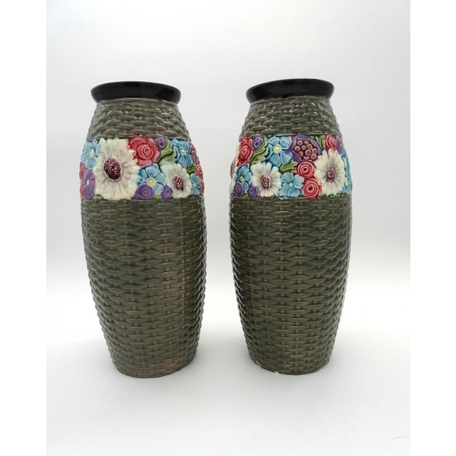 Eichwald Bohemain Art Deco Ceramic Vases, 1920s, Set of 2 For Sale - Image 6 of 13