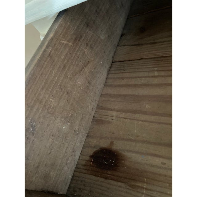 1920s Antique Distressed White Writing Table Desk With Drawer With Carved Onlays For Sale - Image 6 of 8