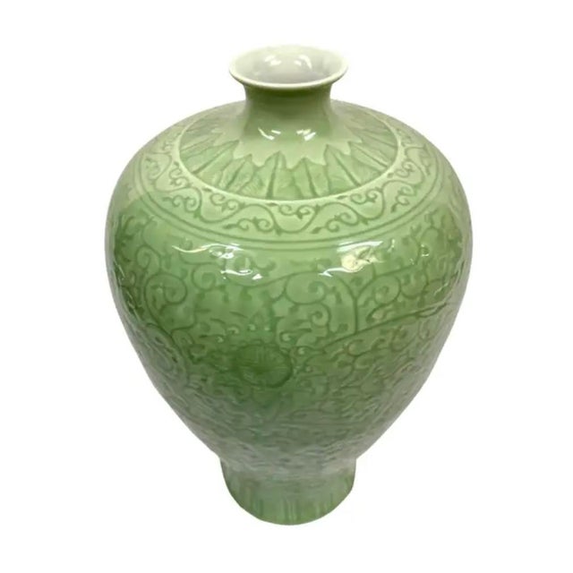 Chinese Large Chinese Celadon Porcelain Vase For Sale - Image 3 of 8