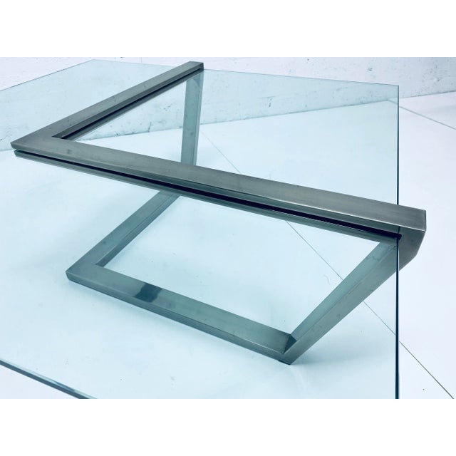Chrome Design Institute of America Dia Glass and Brushed Chrome Coffee Table For Sale - Image 8 of 13