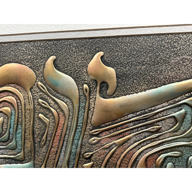 Copper Vintage Joel Zaretsky Brutalist “Shalom” Metal Relief Wall Art For Sale - Image 8 of 10