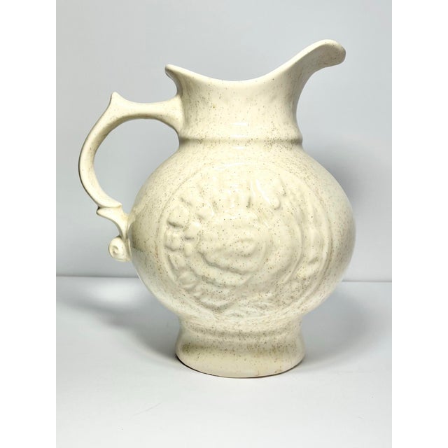 Cream Vintage Farmhouse Ceramic Speckled Cream Beige Wash Basin Bowl & Pitcher For Sale - Image 8 of 12