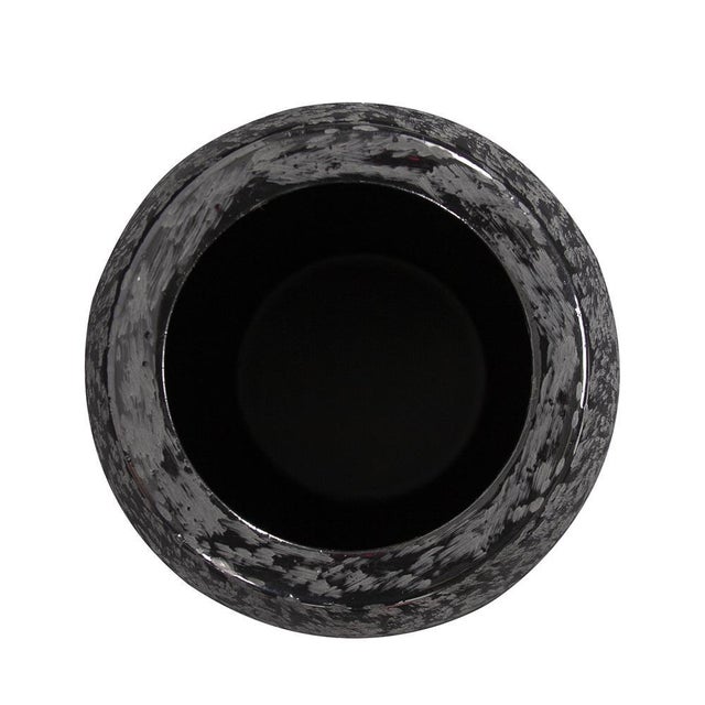 Contemporary Chiseled Texture Black Iron Cylinder Vase- Small For Sale - Image 3 of 8