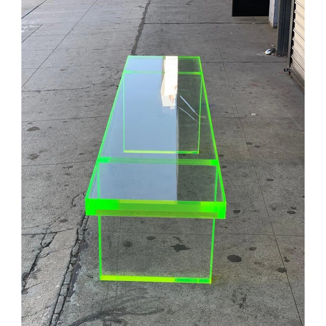 Early 21st Century Amparo Calderon Tapia Custom Lime Green Lucite Bench For Sale - Image 9 of 12