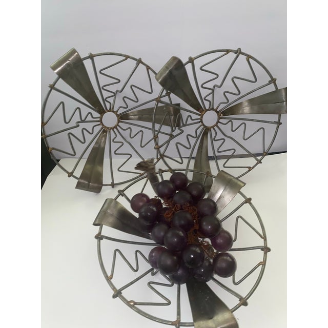 Silver French Folk Art . Set of 3 French Folk Art Metal Basket Bowls, Late 20th Century For Sale - Image 8 of 12