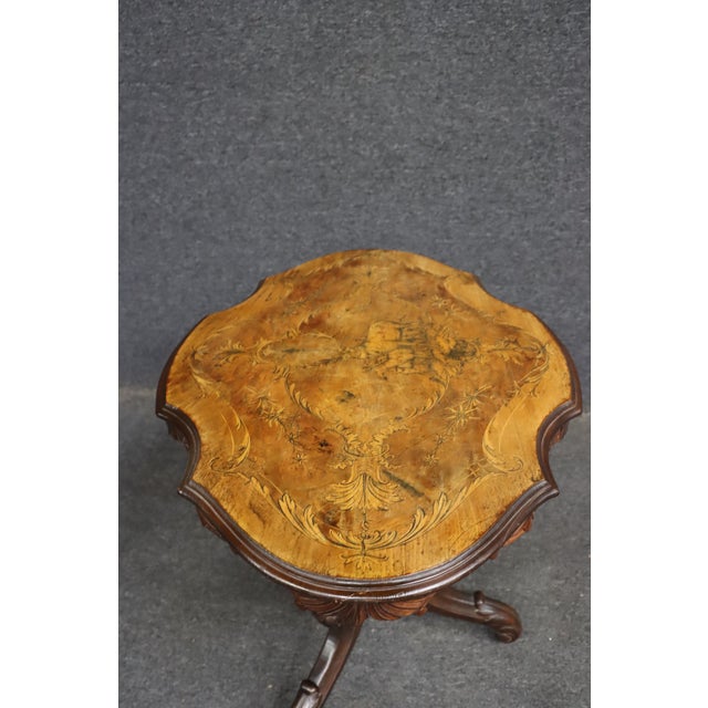 Victorian Black Forest Style Marquetry Walnut & Satinwood Occasional Table For Sale - Image 10 of 15